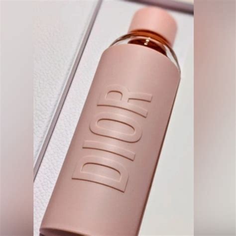 dior pink glass water bottle|Dior aqua bottle with strap.